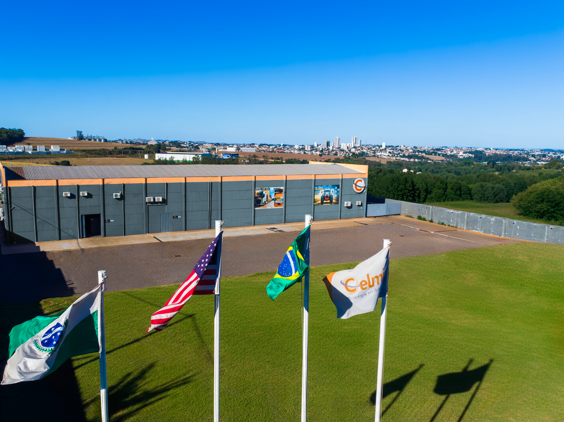 Sede da Celmi — fachada vista aérea